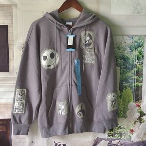 Disney The Nightmare Before Christmas Jacket Hoodie Patchwork Womens Size Large